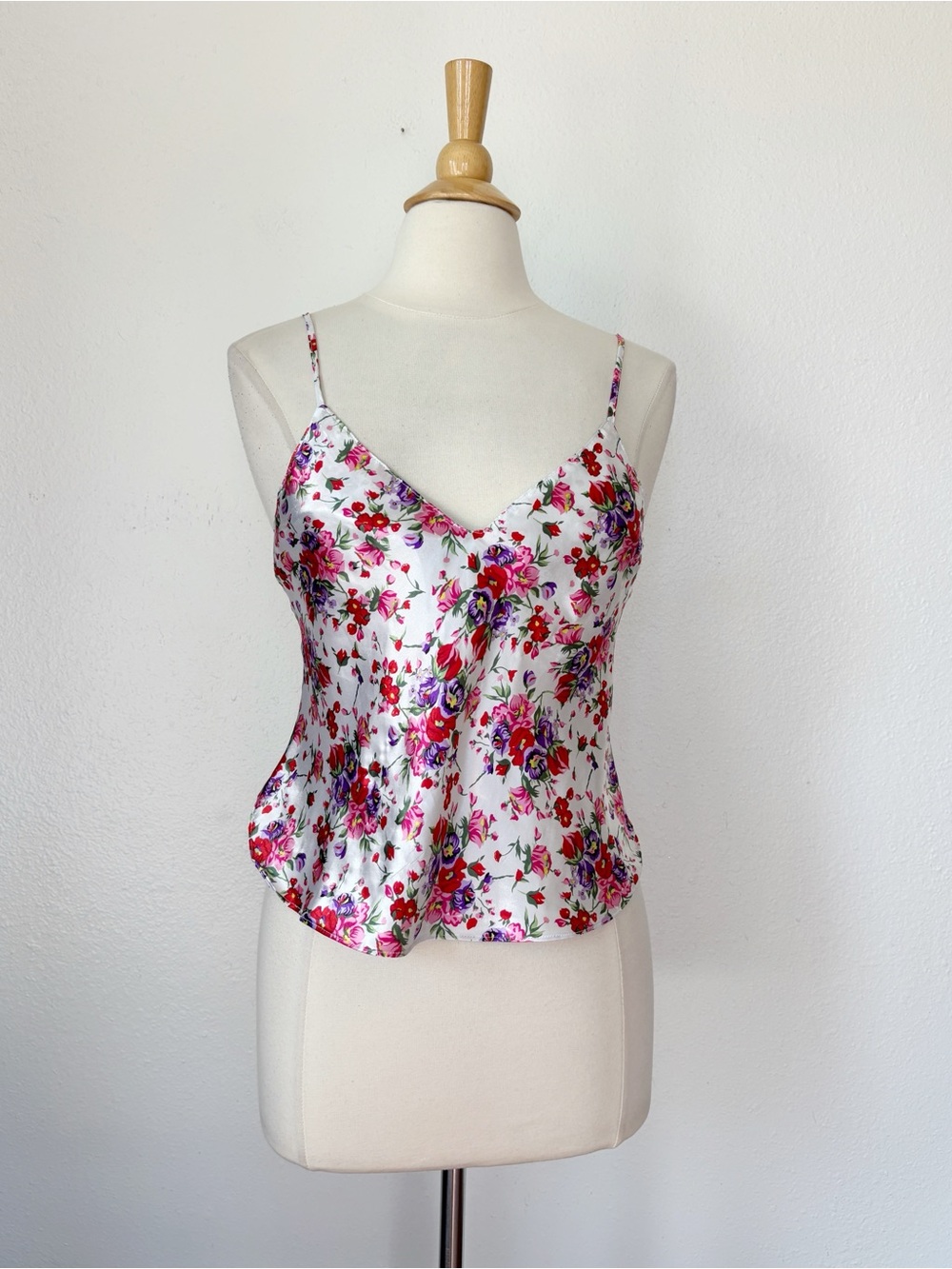 Vintage 80s 90s Coquette Frederick’s of Hollywood Floral Satin Cami